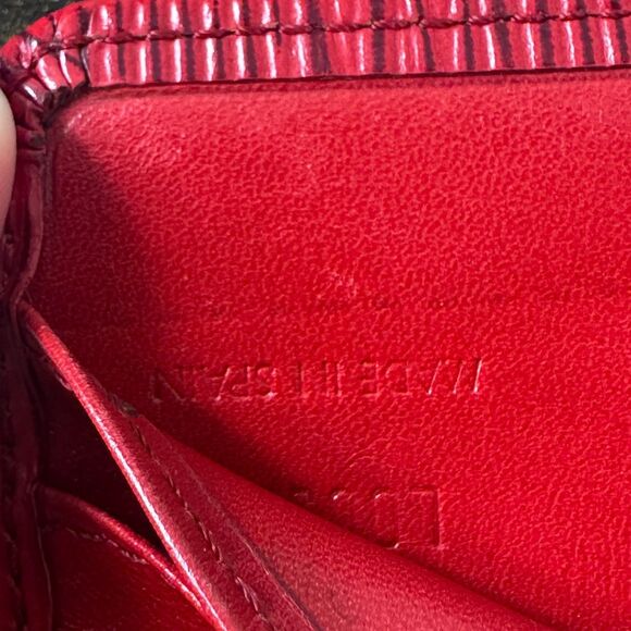 Louis Vuitton Red Epi Leather Vintage Wallet Padlock Gold Hardware Women - Picture 9 of 15